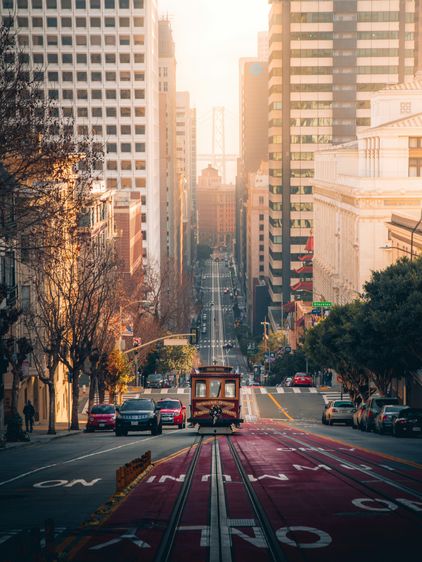 Le Golden Gate Bridge vu depuis les collines de San Francisco.